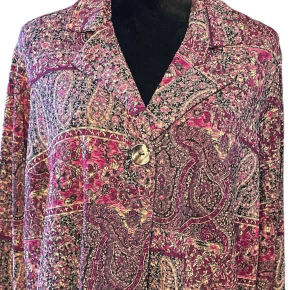NWOT Laura Ashley Purple Paisley Blazer Jacket - Picture 2 of 11